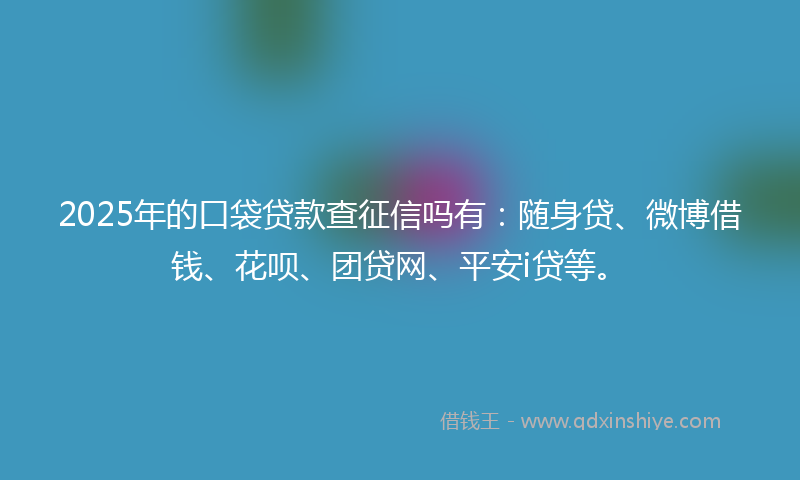 2025年的口袋贷款查征信吗有：随身贷、微博借钱、花呗、团贷网、平安i贷等。