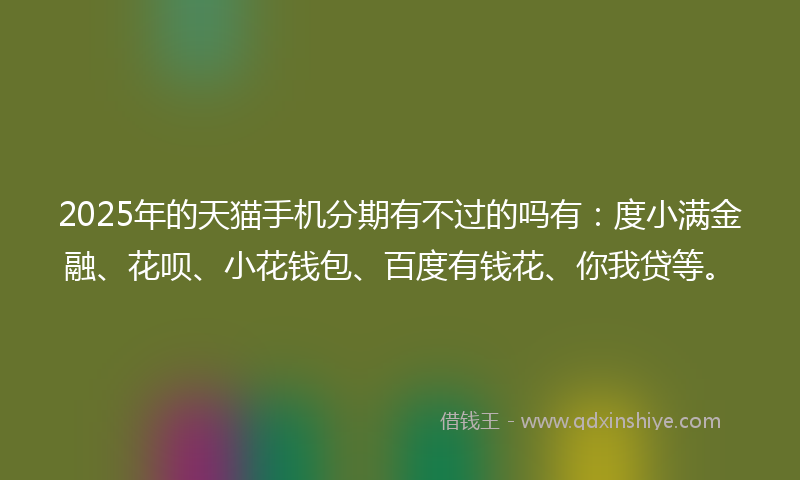 2025年的天猫手机分期有不过的吗有：度小满金融、花呗、小花钱包、百度有钱花、你我贷等。