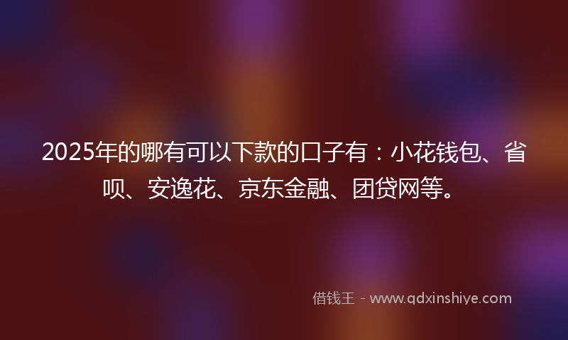 2025年的哪有可以下款的口子有：小花钱包、省呗、安逸花、京东金融、团贷网等。