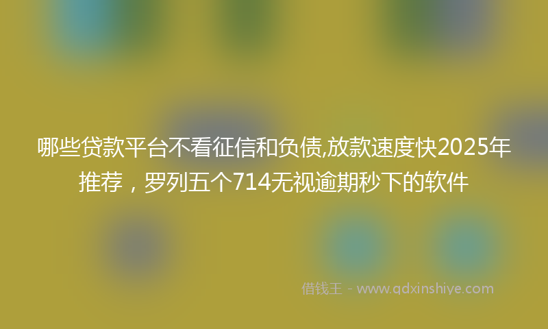 哪些贷款平台不看征信和负债,放款速度快2025年推荐，罗列五个714无视逾期秒下的软件