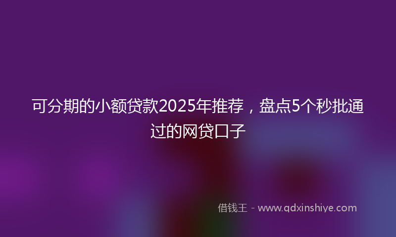 可分期的小额贷款2025年推荐，盘点5个秒批通过的网贷口子
