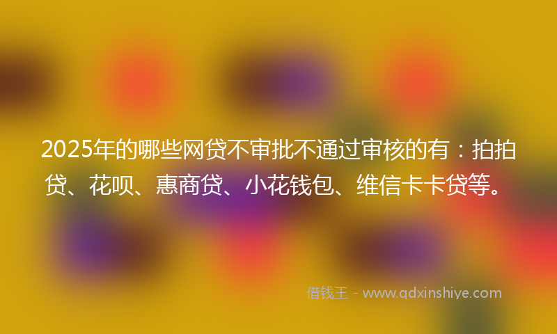 2025年的哪些网贷不审批不通过审核的有：拍拍贷、花呗、惠商贷、小花钱包、维信卡卡贷等。