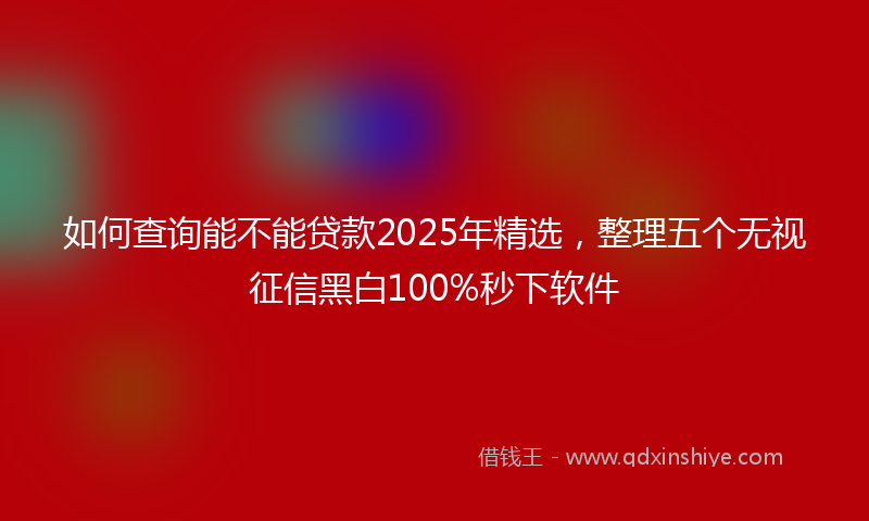 如何查询能不能贷款2025年精选，整理五个无视征信黑白100%秒下软件
