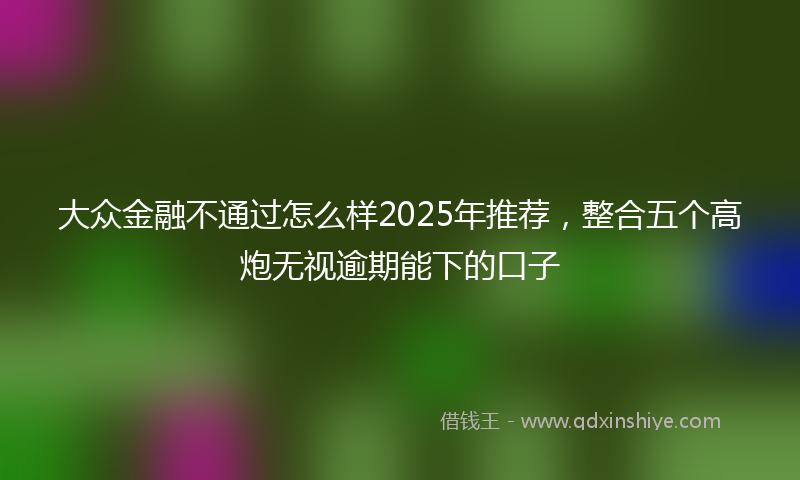 大众金融不通过怎么样2025年推荐，整合五个高炮无视逾期能下的口子