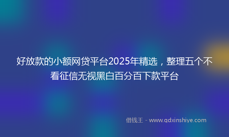 好放款的小额网贷平台2025年精选，整理五个不看征信无视黑白百分百下款平台