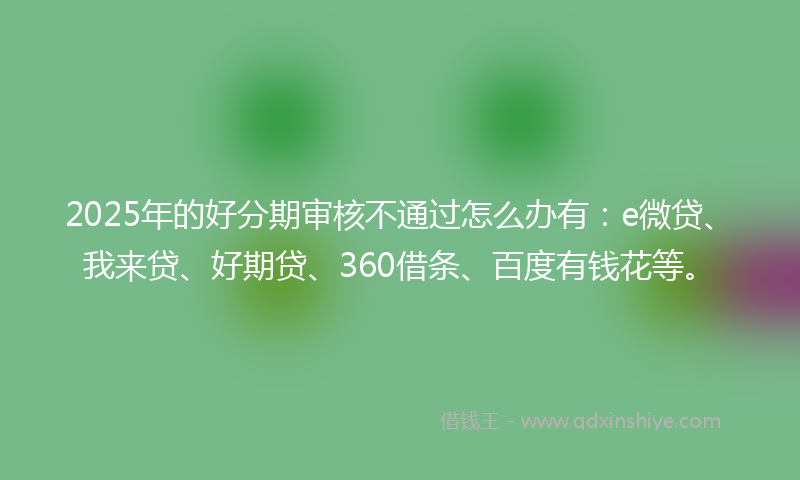 2025年的好分期审核不通过怎么办有：e微贷、我来贷、好期贷、360借条、百度有钱花等。