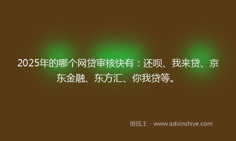 2025年的哪个网贷审核快有：还呗、我来贷、京东金融、东方汇、你我贷等。