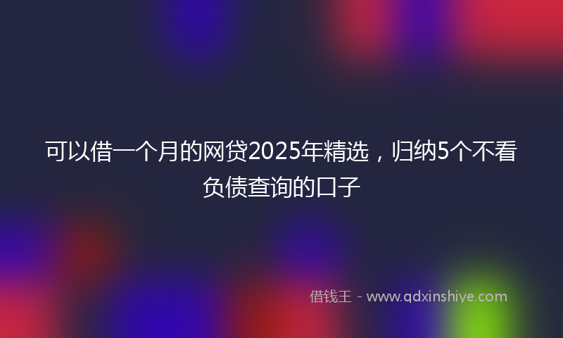 可以借一个月的网贷2025年精选，归纳5个不看负债查询的口子