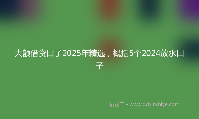 大额借贷口子2025年精选，概括5个2024放水口子