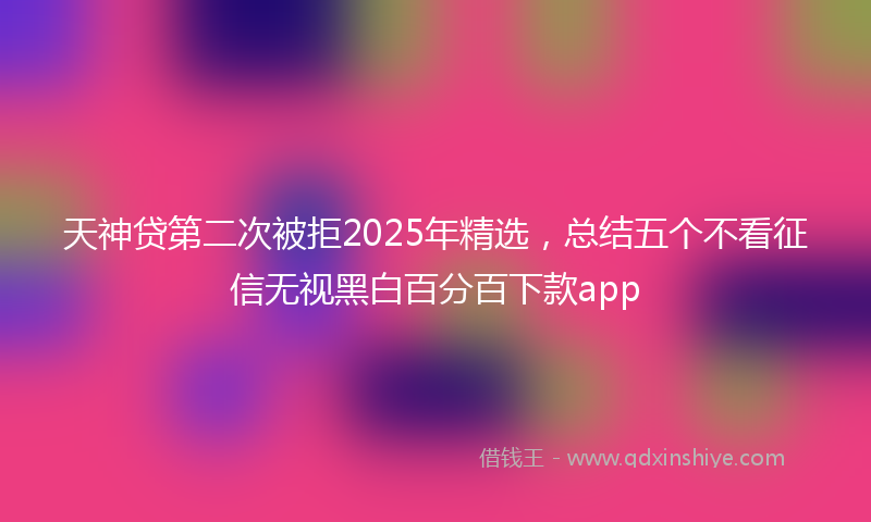 天神贷第二次被拒2025年精选，总结五个不看征信无视黑白百分百下款app