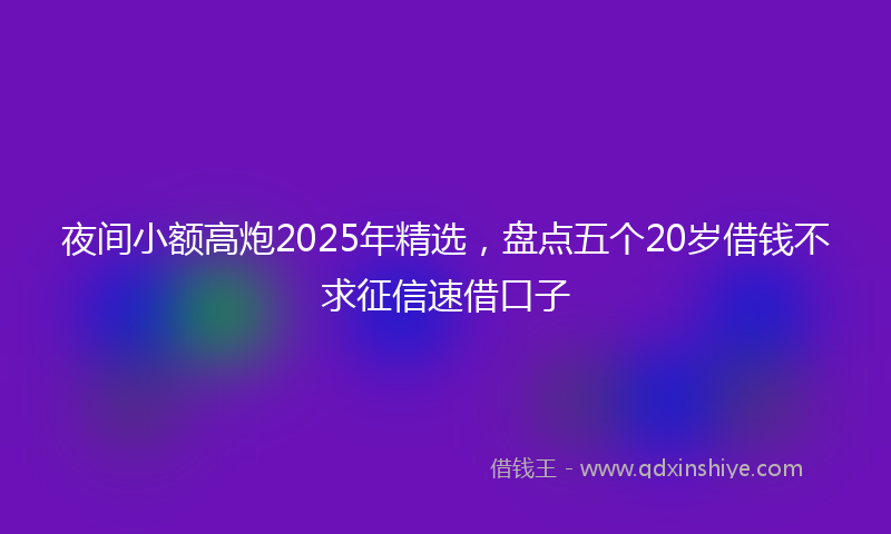 夜间小额高炮2025年精选，盘点五个20岁借钱不求征信速借口子