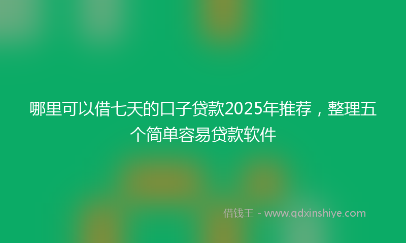哪里可以借七天的口子贷款2025年推荐，整理五个简单容易贷款软件