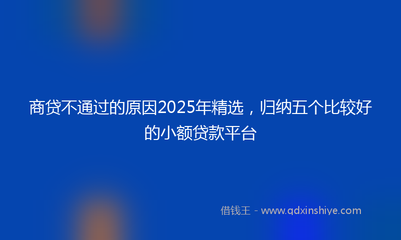 商贷不通过的原因2025年精选，归纳五个比较好的小额贷款平台