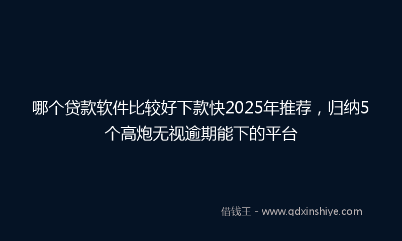 哪个贷款软件比较好下款快2025年推荐，归纳5个高炮无视逾期能下的平台