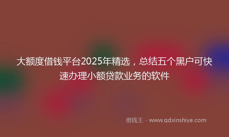 大额度借钱平台2025年精选，总结五个黑户可快速办理小额贷款业务的软件