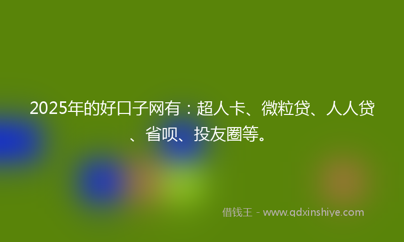 2025年的好口子网有：超人卡、微粒贷、人人贷、省呗、投友圈等。
