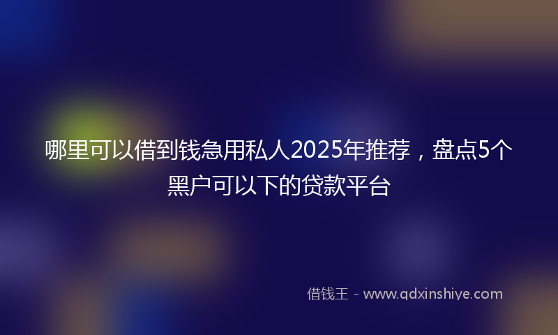 哪里可以借到钱急用私人2025年推荐，盘点5个黑户可以下的贷款平台