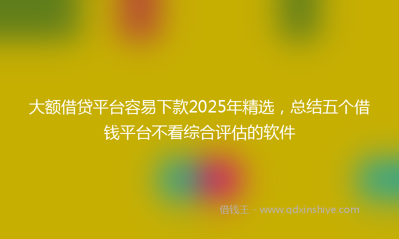 大额借贷平台容易下款2025年精选，总结五个借钱平台不看综合评估的软件