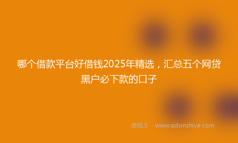 哪个借款平台好借钱2025年精选，汇总五个网贷黑户必下款的口子