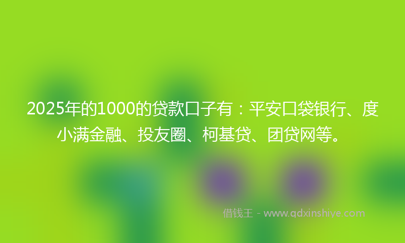 2025年的1000的贷款口子有：平安口袋银行、度小满金融、投友圈、柯基贷、团贷网等。