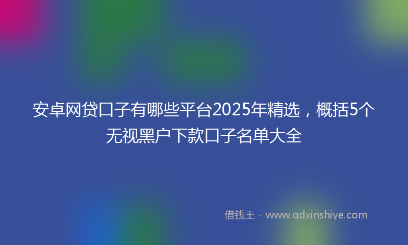 安卓网贷口子有哪些平台2025年精选，概括5个无视黑户下款口子名单大全