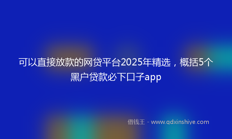 可以直接放款的网贷平台2025年精选，概括5个黑户贷款必下口子app
