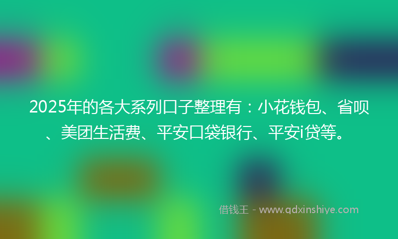 2025年的各大系列口子整理有：小花钱包、省呗、美团生活费、平安口袋银行、平安i贷等。
