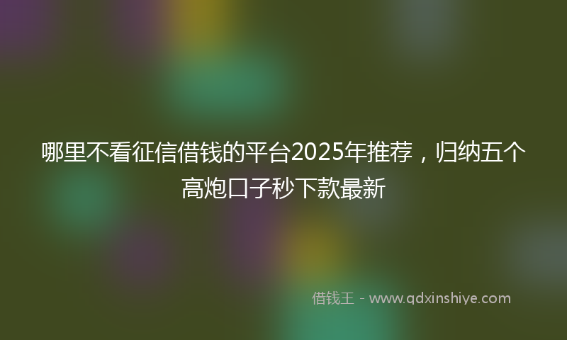 哪里不看征信借钱的平台2025年推荐，归纳五个高炮口子秒下款最新