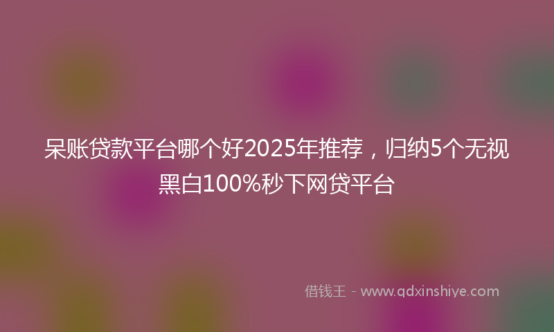 呆账贷款平台哪个好2025年推荐，归纳5个无视黑白100%秒下网贷平台