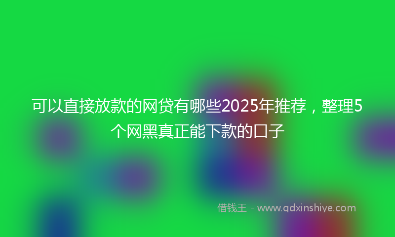 可以直接放款的网贷有哪些2025年推荐，整理5个网黑真正能下款的口子