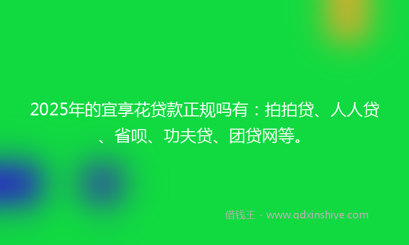 2025年的宜享花贷款正规吗有：拍拍贷、人人贷、省呗、功夫贷、团贷网等。