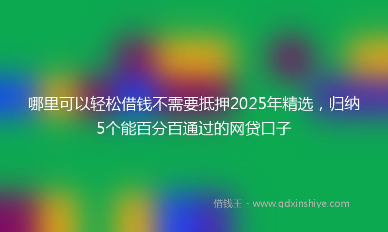 哪里可以轻松借钱不需要抵押2025年精选，归纳5个能百分百通过的网贷口子