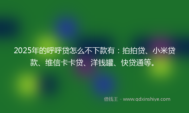 2025年的呼呼贷怎么不下款有：拍拍贷、小米贷款、维信卡卡贷、洋钱罐、快贷通等。