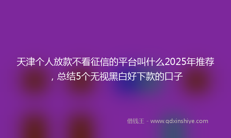 天津个人放款不看征信的平台叫什么2025年推荐，总结5个无视黑白好下款的口子
