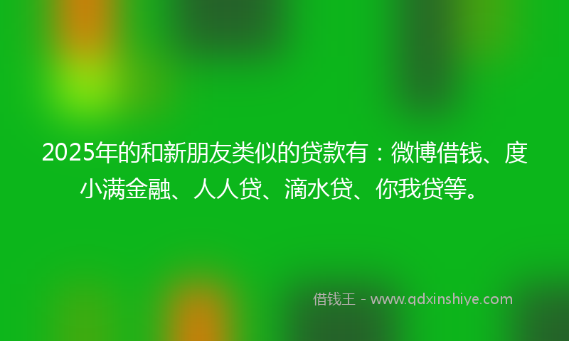 2025年的和新朋友类似的贷款有：微博借钱、度小满金融、人人贷、滴水贷、你我贷等。