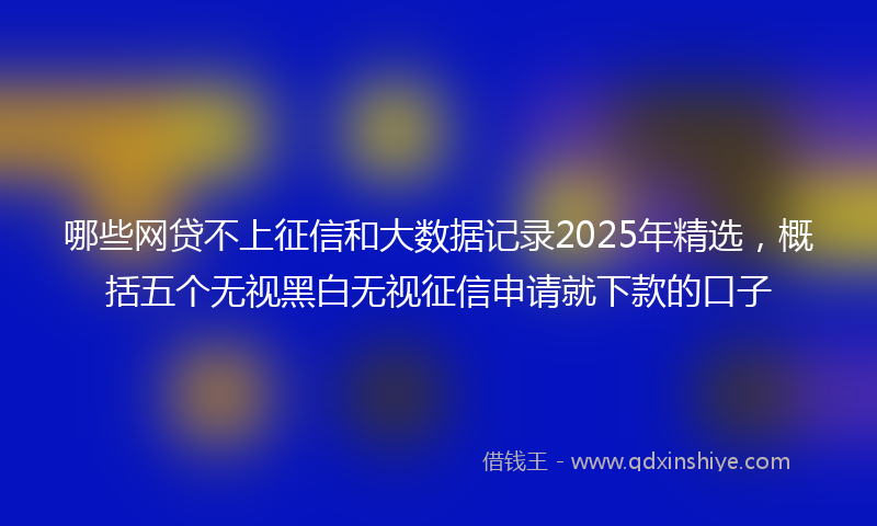 哪些网贷不上征信和大数据记录2025年精选，概括五个无视黑白无视征信申请就下款的口子