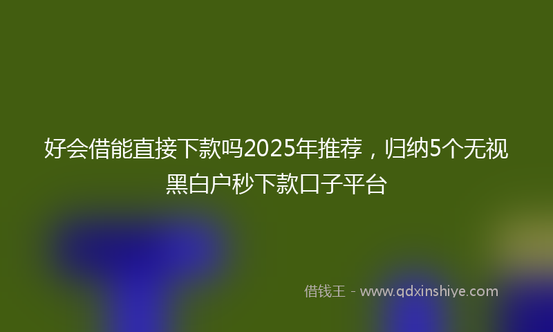 好会借能直接下款吗2025年推荐，归纳5个无视黑白户秒下款口子平台