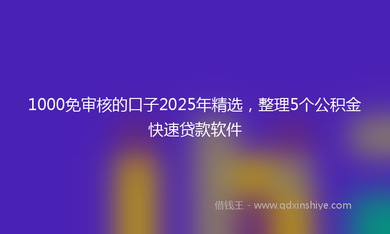 1000免审核的口子2025年精选，整理5个公积金快速贷款软件