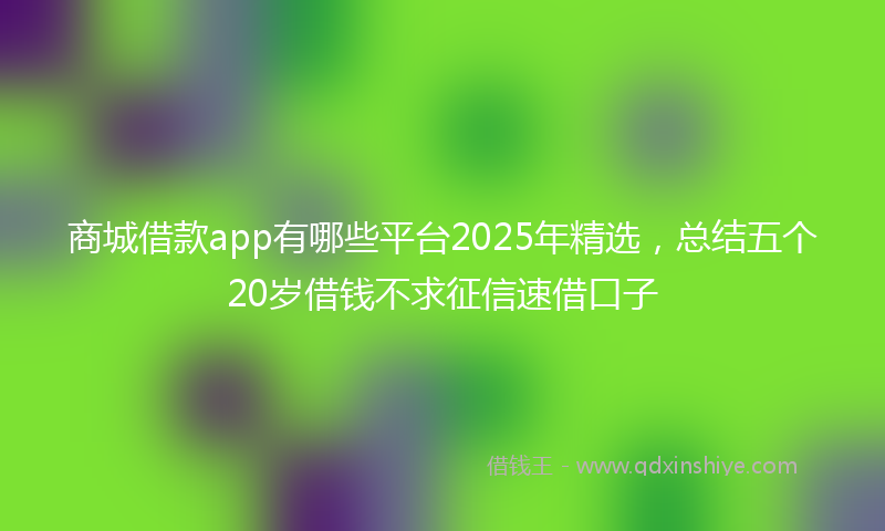 商城借款app有哪些平台2025年精选，总结五个20岁借钱不求征信速借口子