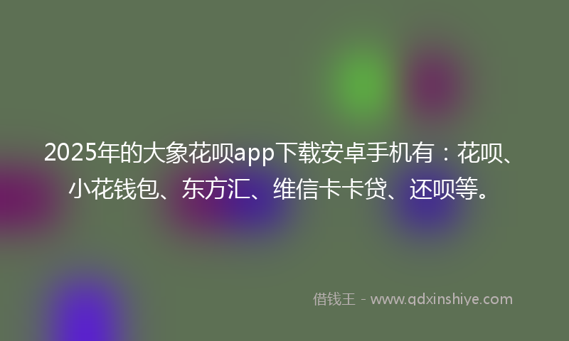 2025年的大象花呗app下载安卓手机有：花呗、小花钱包、东方汇、维信卡卡贷、还呗等。