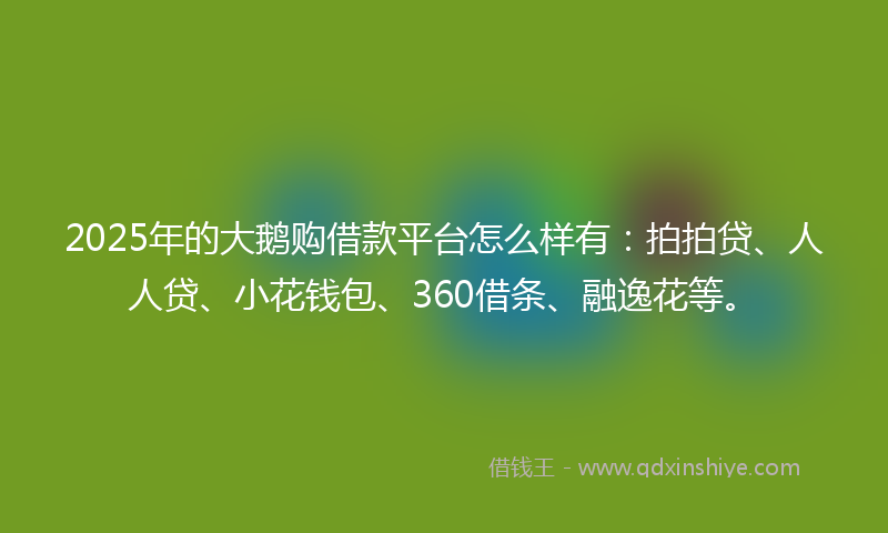 2025年的大鹅购借款平台怎么样有：拍拍贷、人人贷、小花钱包、360借条、融逸花等。