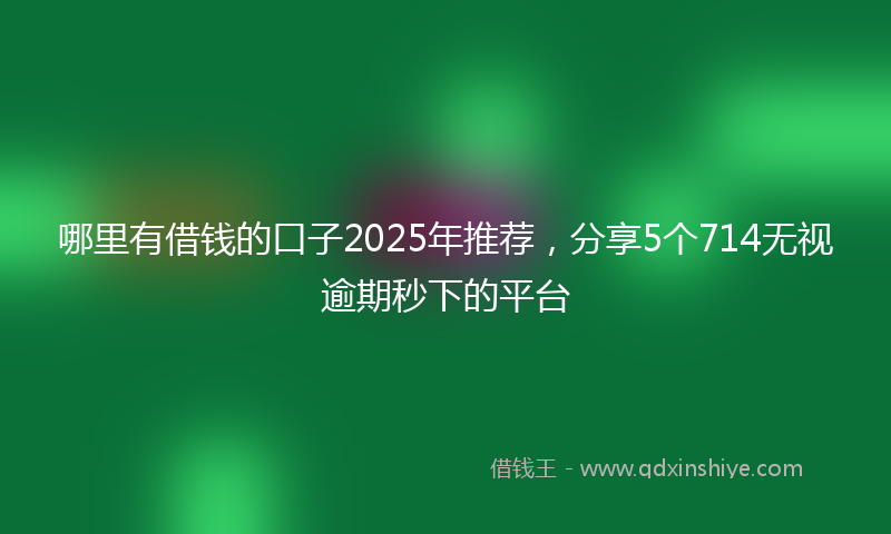 哪里有借钱的口子2025年推荐，分享5个714无视逾期秒下的平台
