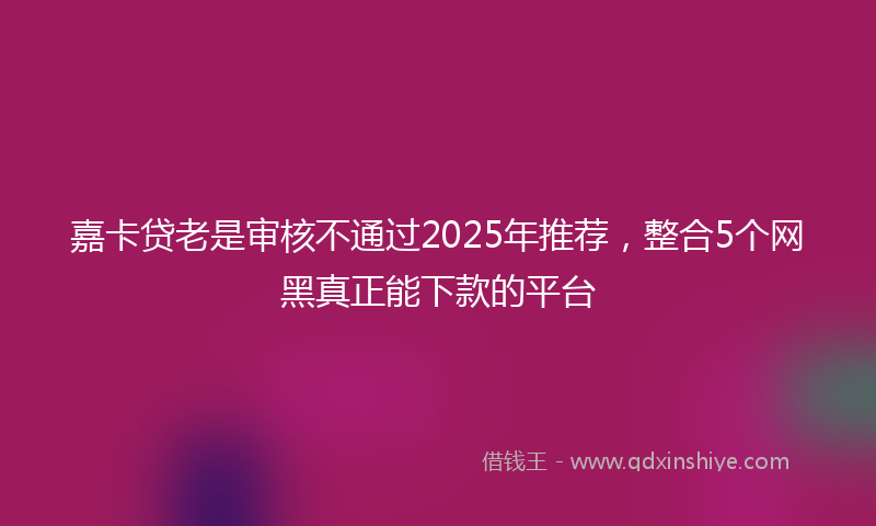 嘉卡贷老是审核不通过2025年推荐，整合5个网黑真正能下款的平台