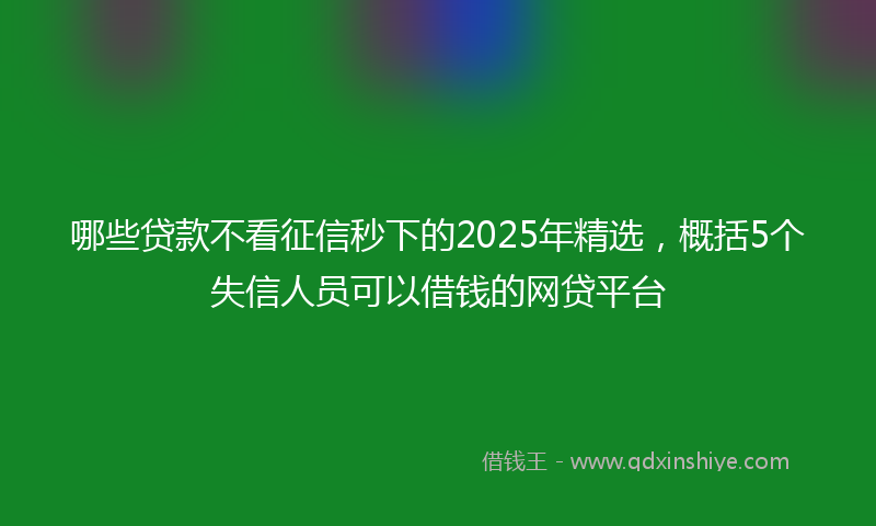 哪些贷款不看征信秒下的2025年精选，概括5个失信人员可以借钱的网贷平台