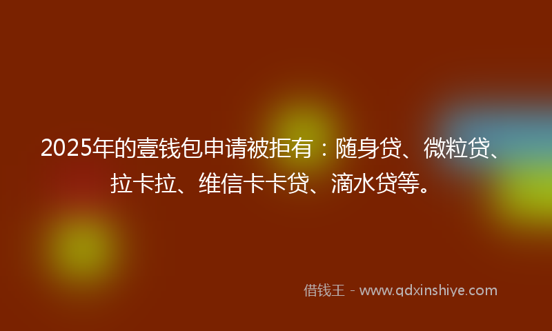 2025年的壹钱包申请被拒有：随身贷、微粒贷、拉卡拉、维信卡卡贷、滴水贷等。