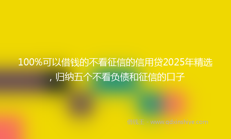 100%可以借钱的不看征信的信用贷2025年精选，归纳五个不看负债和征信的口子