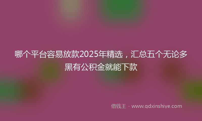 哪个平台容易放款2025年精选，汇总五个无论多黑有公积金就能下款