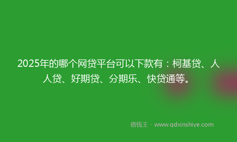 2025年的哪个网贷平台可以下款有：柯基贷、人人贷、好期贷、分期乐、快贷通等。