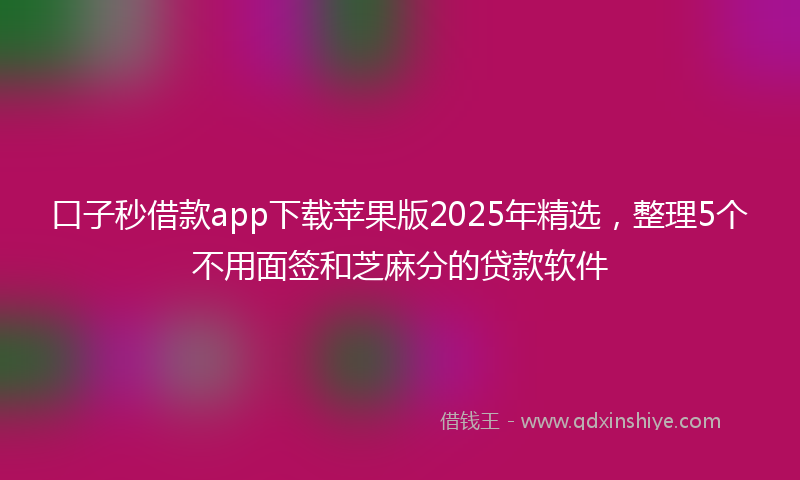口子秒借款app下载苹果版2025年精选，整理5个不用面签和芝麻分的贷款软件