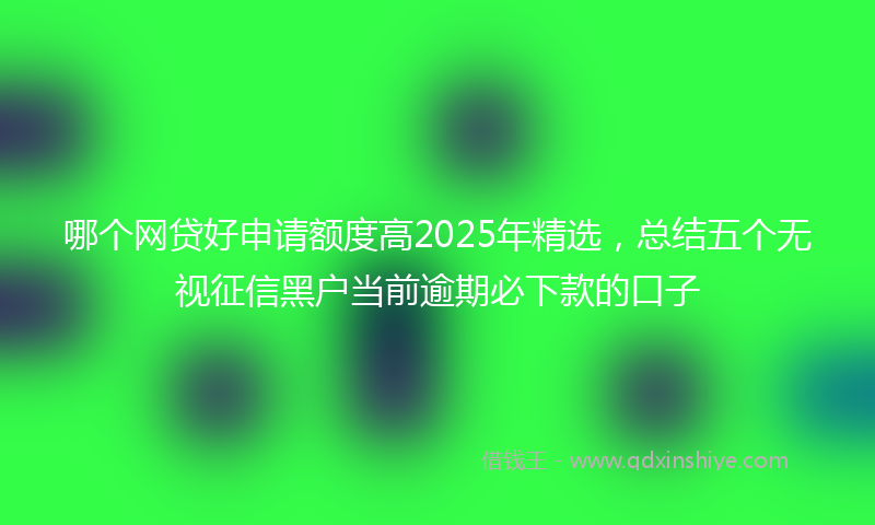 哪个网贷好申请额度高2025年精选，总结五个无视征信黑户当前逾期必下款的口子